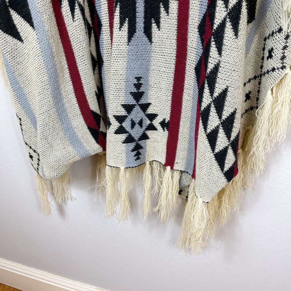 AZTEC BOHO Caftan w/Fringe Size Large - Picture 7 of 9